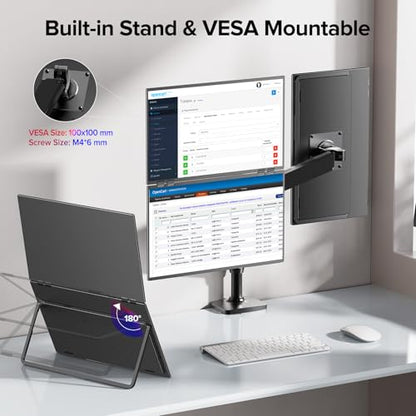 UPERFECT Delta 23.8" 100Hz Portable Dual Monitor for Laptop Screen Extender, 1080P HDR 360° Folding Stacked Triple Monitor with Stand & VESA for Laptop PC Phone Game Console (No Driver Needed) - size: 23.8"
