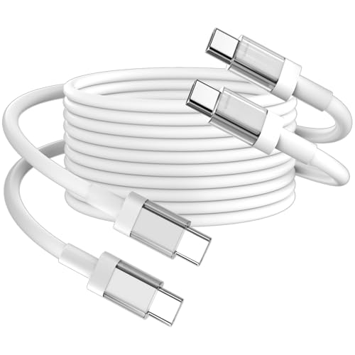 USB C to USB C Cable 100W Fast Charging Data Cord Type C 6FT/2Pack | USB C Fast Charger Cord for iPhone 17 16 15 Pro Max iPad Series,Galaxy S26 S25 S24,for MacBook/Dell/HP Laptops and More-White - size: 6FT/2M