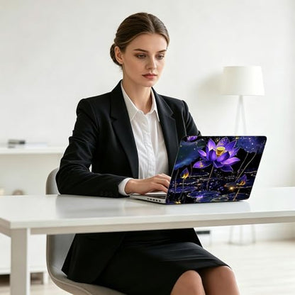 Universal Laptop Skin Decal, 3-Piece Vinyl Protector for 12 13 14 15.6" Notebook, Waterproof Anti-Scratch, Easy Trim & Bubble-Free Finish, Purple Lotus Flower - color: Purple Lotus Flower