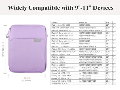 TiMOVO 9-11" Tablet Sleeve Bag Carrying Case with Strap, Purple | Fits iPad A16 11", Pad Air 11/5th & 4th 10.9", 10th Gen/10.2", Galaxy Tab A11 Plus, Multi-Pocket, Handle, Padded Protection - color: Ad-Purple, size: 9-11