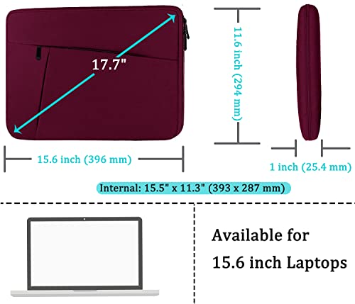 Laptop Sleeve Bag 15.6 inch, BOOEUDI Durable Shockproof Protective Computer Carrying Cover with Front Pocket, Briefcase Handbags Laptop Sleeve Bag for 15.6 inch HP, Dell, Acer, Asus, Notebook, WineRed - color: WineRed, size: 15.6 inch