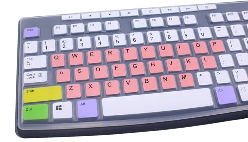 Ultra Thin Desktop PC Silicone Keyboard Cover Skin Protector Compatible for Logitech MK295 MK275 MK270 Wireless Keyboard, Logitech K200 K260 K270 MK200 MK260 Keyboard (Pink & White) - color: PInk & White