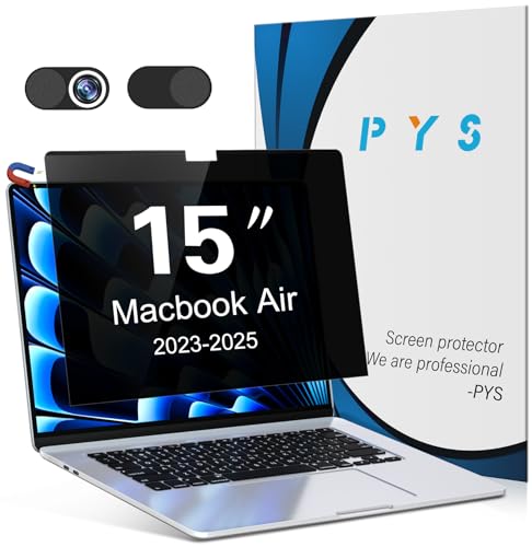 PYS Magnetic Privacy Screen for MacBook Air 15.3 Inch (2025/2024/2023, M4, M3, M2 Chip) - Removable Anti-Glare Protector with Camera Cover Slide, Anti-Blue Light Filter for Mac Air 15.3" Laptop - size: MacBook Air 15 Inch (2024-2023,M2/M3)