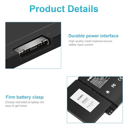 Futurebatt 7FMXV Battery Replacement for Dell Latitude 5320 7320 7420 7520 Series TN2GY 0TN2GY 9JM71 4M1JN 1PP63 727CG HDGJ8 MHR4G CN-0727CG CN-0TN2GY - size: 7FMXV 11.18 5.59 0.67