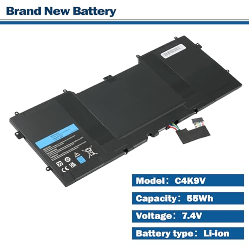 55Wh C4K9V Battery for Dell XPS 12 9Q33 -L221X 13 9333 Ultrabook13 | 7.4V Compatible with XPS13 13-L321X 13-L322X XPS L321X L322X Series 3H76R 489XN PKH18 - size: 14.17*8.74*1.22inch C4K9V