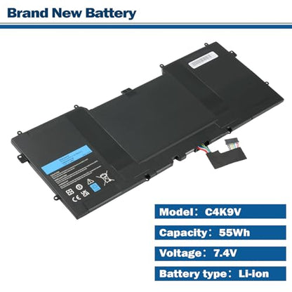 55Wh C4K9V Battery for Dell XPS 12 9Q33 -L221X 13 9333 Ultrabook13 | 7.4V Compatible with XPS13 13-L321X 13-L322X XPS L321X L322X Series 3H76R 489XN PKH18 - size: 14.17*8.74*1.22inch C4K9V