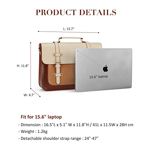 ECOSUSI Laptop Bag for Women Vegan Leather Messenger Bag Fashion Briefcase Computer Satchel Bag - color: Brown