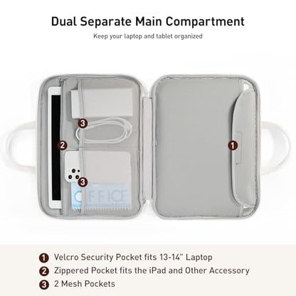 DTTO 14 Inch Laptop Sleeve Case, TSA Waterproof PU Leather Computer Carrying Case Shockproof Protective Laptop Bag with Handle for 13-14" MacBook HP Dell Lenovo ASUS Acer Chromebook, Black White - color: Balck White, size: 14 Inch