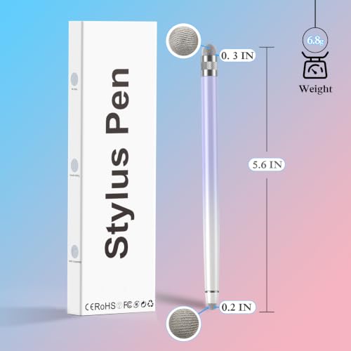 Bopomofo 2PCS Stylus Pen for Touchscreen,High Sensitivity & Precision | Metal Barrel,Fiber Tip,No Charging,Compatible with iPhone iPad Android Microsoft Surface Nintendo Switch Touch Screen - color: A-White Pink / White Purple