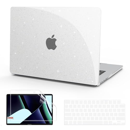B BELK Compatible with MacBook Pro 14 inch Case M5 2026-2021 M4 M3 M2 M1 A3426 A3427 A3434 A3112 A3185 A3401 A2918 A2992 A2779 A2442, Plastic Hard Shell+Keyboard Cover+Screen Protector, Sparkly Clear - color: Sparkly Clear