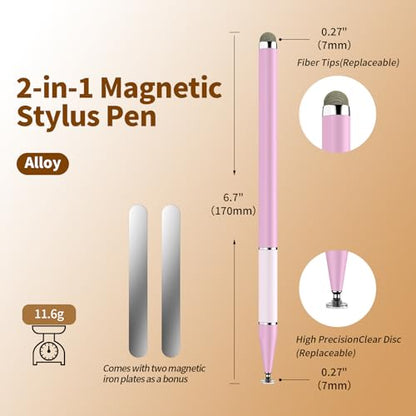 Bopomofo Stylus Pen for Touchscreen,3PCS 2-in-1 Magnetic Stylus Pen | High Sensitivity & Precision Stylus,Extended Pen Body Design,Compatible with Touch Screens(6 Tips+2 Magnetic Sheets) - color: Purple/Pink/Light Green