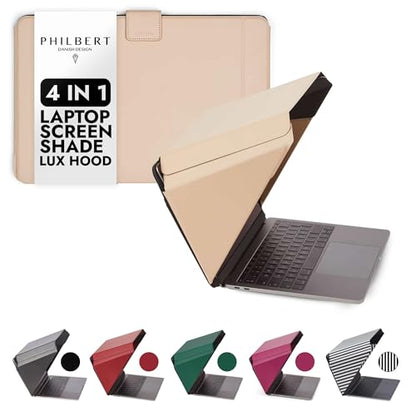 4-in-1 Laptop Screen Shade – Original Lux Hood – Sun, Privacy, Heat & Contrast Protection, Freestanding with Pocket, Fits 15–16” MacBook & PC, Patented, Beige | PHILBERT Danish Design - color: Beige, size: 15-16in