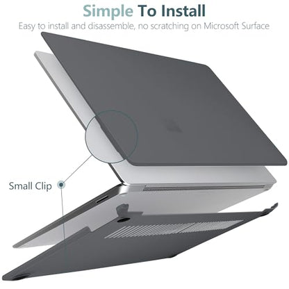 Crystal Frosted Case for 15" Microsoft Surface Laptop 8 2026 for Business 2024 2025 (7th Edition), Lightweight Ultra-Slim Shell with Keyboard Cover, OTG Adapter & Webcam, Frosted Black - color: Frosted black