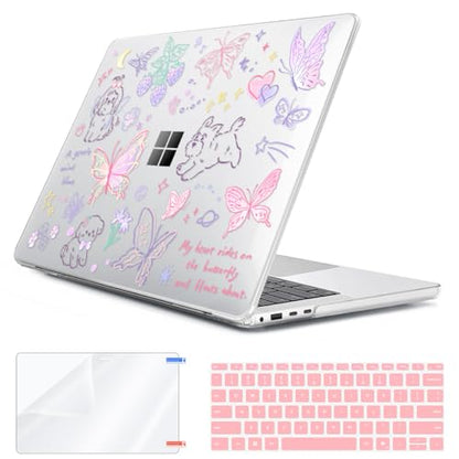 Case for Microsoft Surface Laptop 13.8 inch Touchscreen 2024 (7th Edition) Model 2036, Plastic Hard Shell Case + Keyboard Cover + Screen Protector for 13.8'' Microsoft Surface Laptop 7, Puppy - color: Puppy