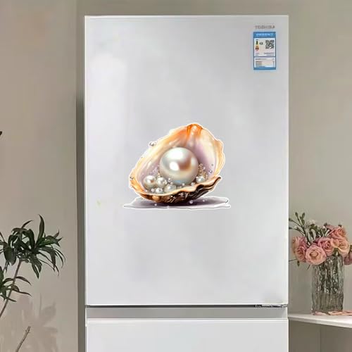 Pearl Oyster Shell Vinyl Decal Sticker, 10.6 x 8.6 in, Waterproof, for Cars, Laptops, Glass, and Walls, 2-Piece Set #MT010A