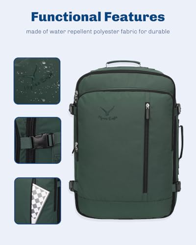Carry on Backpack 38L Large Travel Backpack for Women Flight Approved Weekender Bag Laptop Backpack Men 15 inches Oliver Green - color: Oliver Green