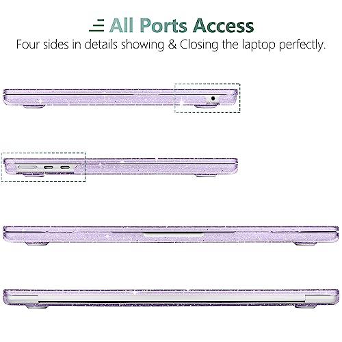 Clear Glitter Case for MacBook Air 15 Inch M5 M4 M3 M2 (2026-2023) A3448 A3241 A3114 A2941, Protective Hard Shell Cover Compatible with Touch ID & Liquid Retina Display - Star Purple - color: Star Purple