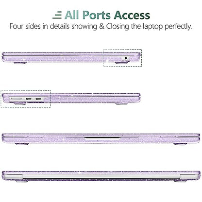 Clear Glitter Case for MacBook Air 15 Inch M5 M4 M3 M2 (2026-2023) A3448 A3241 A3114 A2941, Protective Hard Shell Cover Compatible with Touch ID & Liquid Retina Display - Star Purple - color: Star Purple