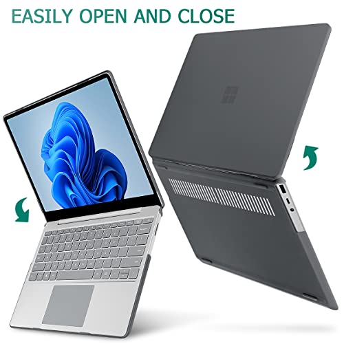 May Chen Compatible with Microsoft Surface Laptop Go 3 Go 2 Go 1 12.4 Inch Model 1943 2013 (2023 2022 2020 Release), Plastic Hard Shell Case with Screen Protector + Keyboard Cover, Matte Black - color: Matte Black