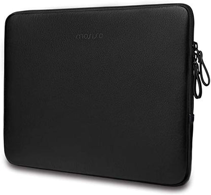 MOSISO Laptop Sleeve Bag 16 inch PU Leather Padded Bag Waterproof Case | Compatible with MacBook Air 15 inch 2026-2023 M5 M4 M3 M2/Pro 16 inch 2026-2019 M5 M4 M3 M2 M1,15-15.6 inch Notebook, Black - color: Black, size: 16 inch