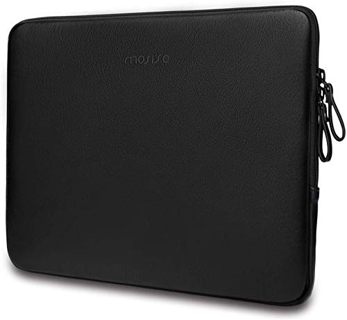 MOSISO Laptop Sleeve Bag 16 inch PU Leather Padded Bag Waterproof Case | Compatible with MacBook Air 15 inch 2026-2023 M5 M4 M3 M2/Pro 16 inch 2026-2019 M5 M4 M3 M2 M1,15-15.6 inch Notebook, Black - color: Black, size: 16 inch