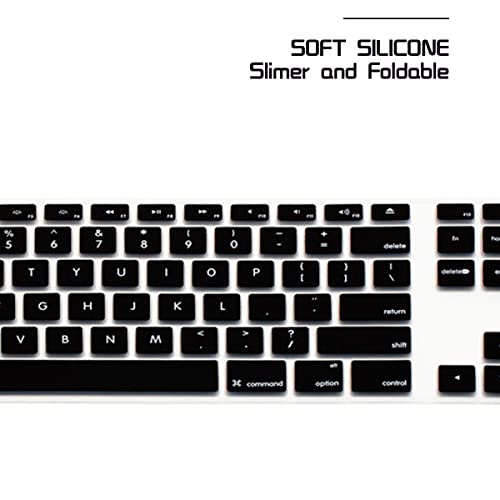 HRH Black Silicone Keyboard Skin Cover for iMac Wired USB Full Size Keyboard with Numeric Keypad A1243(G6 MB110LL/B and MB110LL/A) - color: Black