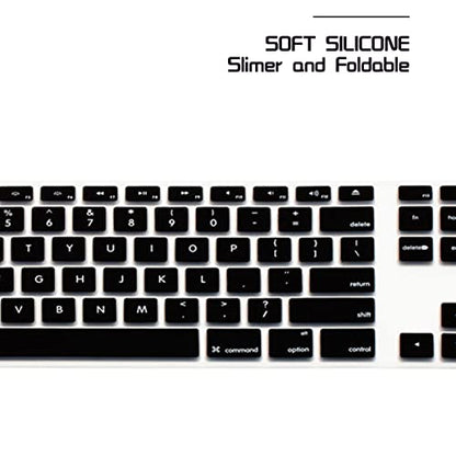 HRH Black Silicone Keyboard Skin Cover for iMac Wired USB Full Size Keyboard with Numeric Keypad A1243(G6 MB110LL/B and MB110LL/A) - color: Black