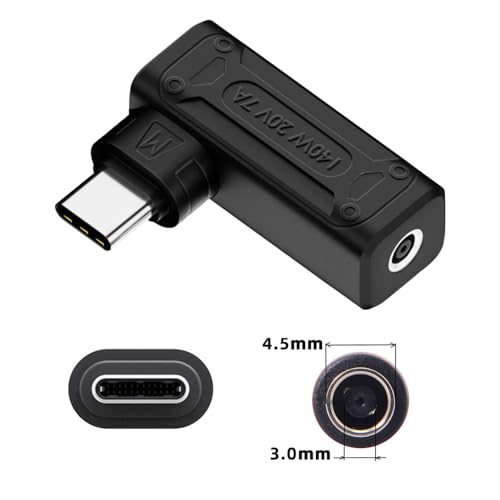 140W 100W DC Jack 4.5x3.0mm Input to USB-C Type-C Angled 90 Degree Power Plug Charge Adapter for Laptop Phone - style: 4.5x3.0mm 140W