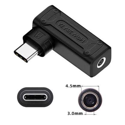 140W 100W DC Jack 4.5x3.0mm Input to USB-C Type-C Angled 90 Degree Power Plug Charge Adapter for Laptop Phone - style: 4.5x3.0mm 140W