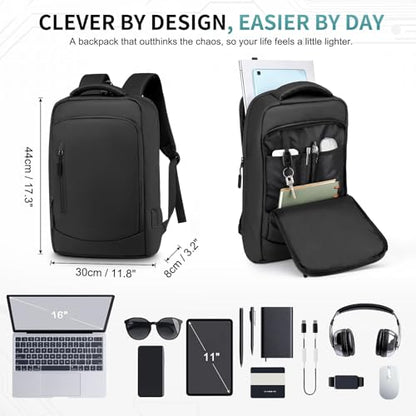 Small Inch Laptop Backpack with USB A/C Port, Slim Water-Resistant Computer Backpack for Work, College and Travel, Black - color: Black