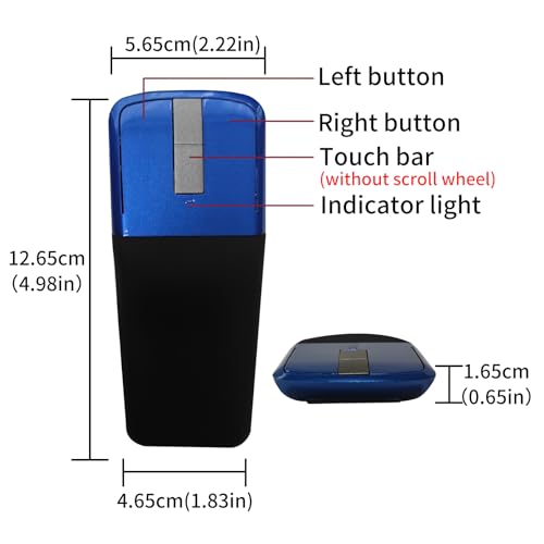 Bluetooth Arc Touch Travel Mouse Foldable Slim and Portable Mini Wireless Computer Mouse Folding Optical Mice for Microsoft Laptop Notebook Tablet - Black & Blue - color: Bluetooth-Blue