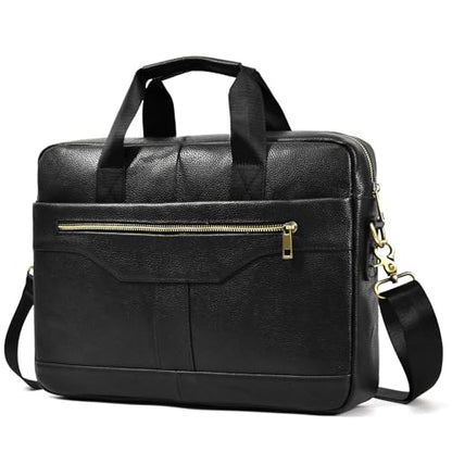 Leather Laptop Bag for Men Briefcase Fits 15.6 Inch Notebook Portable Shoulder Messenger Crossbody Bag for Travel Office - color: 17black