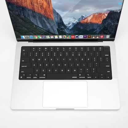 MOSISO Keyboard Cover with Solid Texture, Laptop keyboard Cover | Compatible with MacBook Air 15 inch M3 A3114 M2 A2941/Air 13.6 A3113 A2681/Pro 14/16 M4 M3 M2 M1 - color: Black