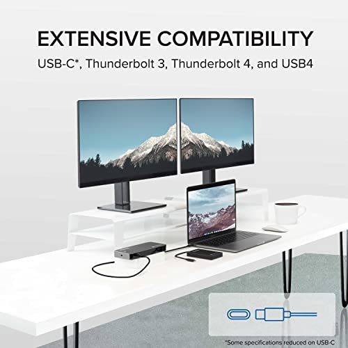 Plugable Thunderbolt Dock, 40Gbps with 100W Laptop Charging, Compatible with macOS, Windows, Dual HDMI Docking Station with DisplayPort - Dual Monitor, 2X USB-C, 3X USB 3, Gigabit Ethernet, Audio Jack