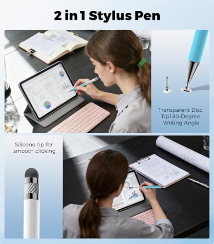Kenkor Stylus(3pcs),2-in-1 Stylus Pen for Touch Screen, Stylus Pen for iPad | No Charging,Compatible with Apple(iPhone/iPad)/Nintendo Switch/Samsung/Google/Microsoft/Android Tablets Touch Screens Devices - color: Pink+Blue+Green
