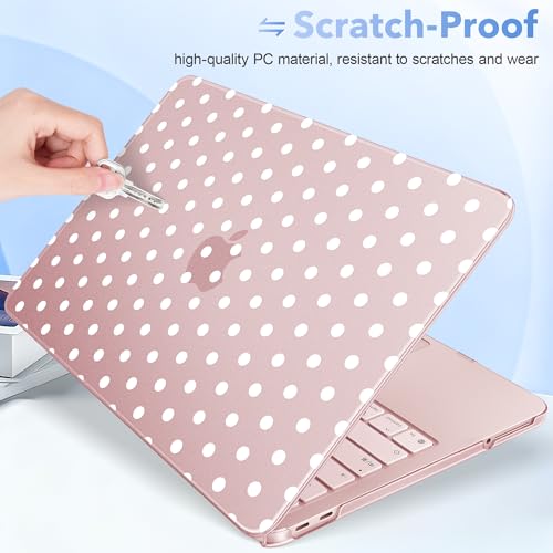 May Chen for MacBook Neo Case 13 inch 2026 | 100% Match Official Color | Pattern Printing, Anti-Crack & Scratch & Fingerprint | Protective Hard Shell Cases Laptop Model A3404, Blush - White Polka dot - color: Blush - White Polka dot