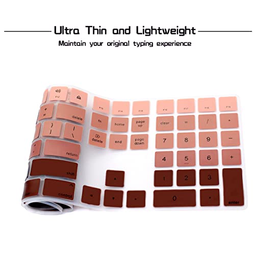 HRH Ombre Brown Silicone Keyboard Cover Keypad Skin for Magic Keyboard with Numeric Keypad A1843 MQ052LL/A Released in 2017 (US Layout) - color: Ombre Brown