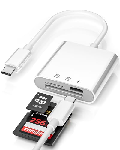 USB-C SD Card Reader, SD MicroSD Reader with 30W PD Charging for iPhone | iPad/Laptop Compatible • Trail Camera Viewer • Plug & Play • SD/MicroSD Support • Photo/Video Transfer