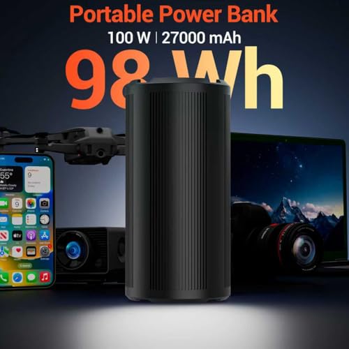 Portable Laptop Charger 27000mAh 98Wh, Power Bank with AC Outlet 65W PD Fast Charging External Battery Pack, Mini Portable Power Station for MacBook Pro Dell HP Travel Camping Airline Approved