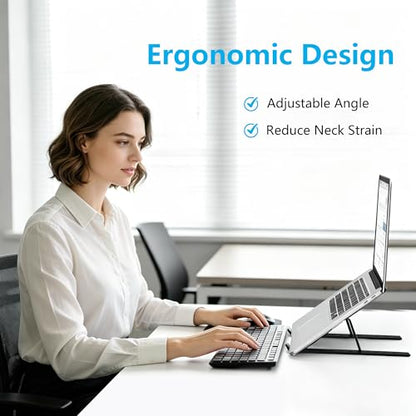 Laptop Stand for Desk, Adjustable 7-Level Aluminum Riser, Ergonomic Notebook Holder, Portable Foldable Laptop Stands Travel for 10-17” Laptops, MacBook, Notebook (Black) - color: Black