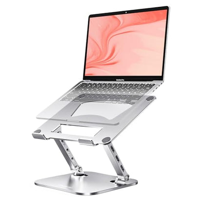 Laptop Stand for Desk – 2.5mm Aluminum Ergonomic Riser, Adjustable Height & Angle, Sturdy Yet Lightweight, Fits 10-17.3 Inch MacBook Pro/Air, Dell XPS, HP,Silver. - color: Metallic Silve