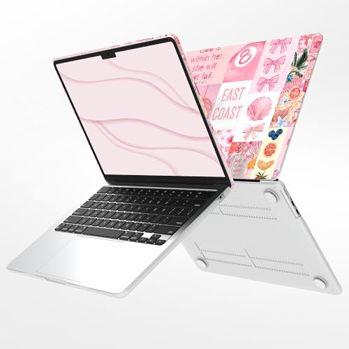 G JGOO Compatible with MacBook Air 15 inch Case 2026 2025 2024 2023 M5 A3448 M4 A3241 M3 A3114 M2 A2941, Protective Laptop Plastic Hard Shell Case + Keyboard Cover + Screen Protector, Pink Collage - color: Pink Collage
