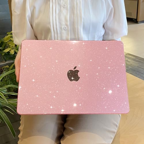 MEEgoodo Case for MacBook Pro 13 inch Case with M2 Chip 2022 2021 2020 Released A2338 M1 A2251 A2289, Plastic Hard Shell with Keyboard & Camera Cover Compatible with MacBook Pro 13, Glitter Pink - color: Glitter Pink