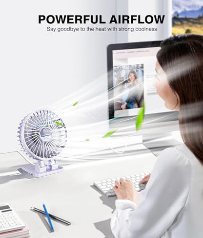JZCreater USB Desk Fan, Mini Fan Portable, 3 Speeds Desktop Table Cooling Fan, Plug in Power Fan, Rotation Strong Wind, Quiet Personal Small Fan for Home Desktop Office Travel Bedroom, Purple - color: Purple