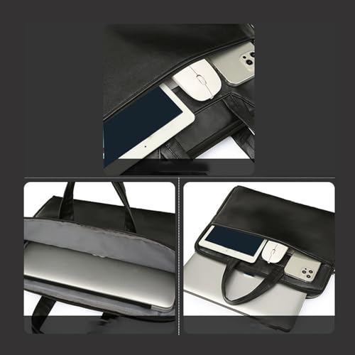 Tote Laptop Bag with Handles Zippers Organize for Notebook Computer Sleeve Handbag Bag Leather Laptop for Men - color: Black