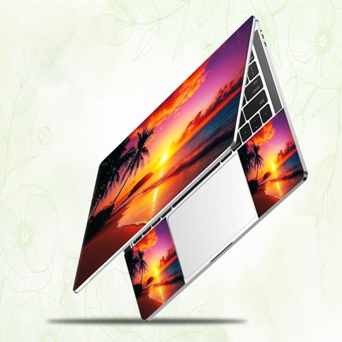 Laptop Skin Sticker Decal, Universal Reusable Vinyl Laptop Cover for 12" 13" 13.3" 14" 15" 15.4" 15.6" Notebook PC, Waterproof Scratch-Resistant with 2 Wrist Pads, Easy to Apply & Remove,Beach Sun - color: Beach Sun