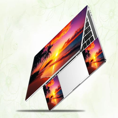 Laptop Skin Sticker Decal, Universal Reusable Vinyl Laptop Cover for 12" 13" 13.3" 14" 15" 15.4" 15.6" Notebook PC, Waterproof Scratch-Resistant with 2 Wrist Pads, Easy to Apply & Remove,Beach Sun - color: Beach Sun