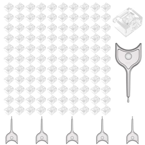 100-Pack RJ45 Port Lock with 5 Keys,Security Network Port Lock & Dust Cover,Female RJ45 Connector Blocker Cap Protector for Computers,Servers,Routers & More (Transparent) - color: Transparent, size: 100+5