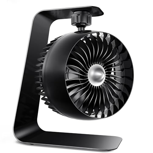 Koonie Metal USB Desk Fan, 4 Inch Small Portable Turbo Air Circulator, 6ft Strong Airflow, 3 Speeds, 360 Adjustable Tilt, 35dB Low Noise for Table Office Bedroom - color: Metallic Black, size: Small