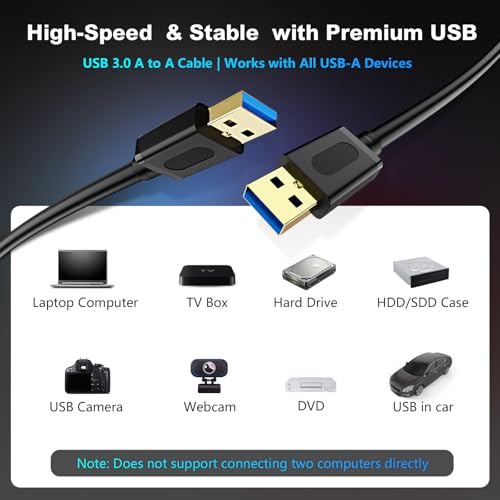 USB 3.0 Male to Male Cable 10Ft,USB to USB Cable with Gold-Plated Connector for Hard Drive Enclosures, DVD Player, Laptop Cooler (10Ft/3M) - size: 10 ft/3 m